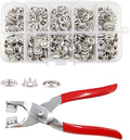 100 Sets Snaps Button Kit,Metal Snap Buttons with Fastener Pliers and Snap on Button Kit,Press Tool Kit Perfect for DIY Clothing and Crafts(Chrome,9.5mm)