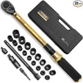 22PCS Torque Wrench Set 1/2" Drive, 10-180 ft.lb/13.6-244.1 Nm, Click Torque Wrench with Impact Sockets, 1 ft.lbs Micro, 72-Tooth Ratchet, Quick Release Head, Master Torque Tool for Car Repair
