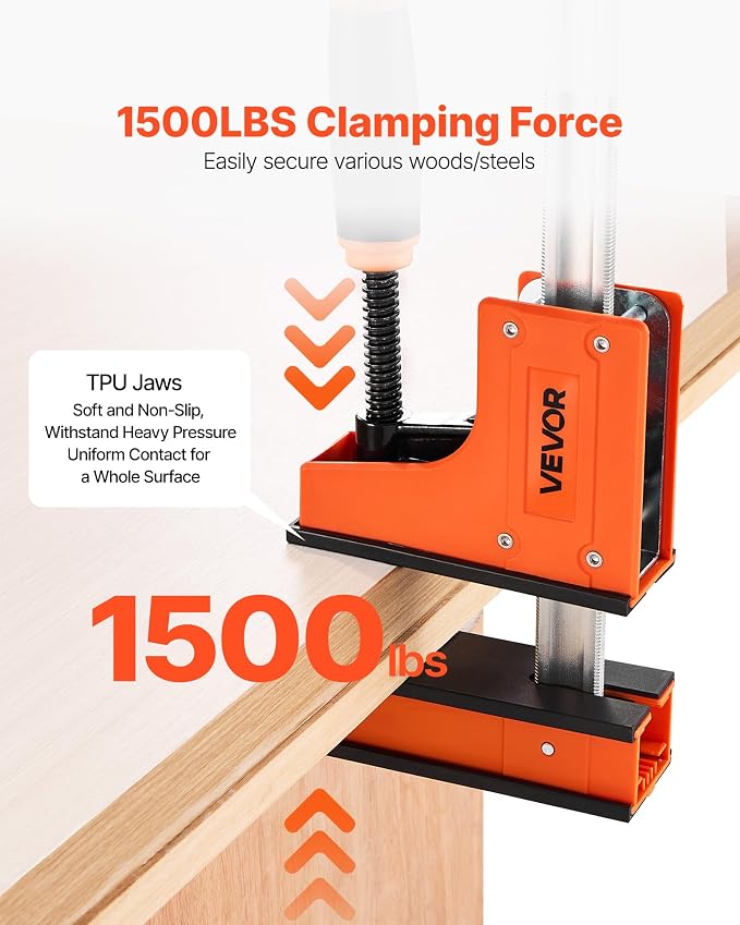 VEVOR Bar Clamps for Woodworking, 2-Pack 36 inch Parallel Clamp Set, F-Clamp with 1500 lbs Load Limit, Even Pressure, High-strength Plastic and Carbon Steel, for Woodworking Metal Working, Orange