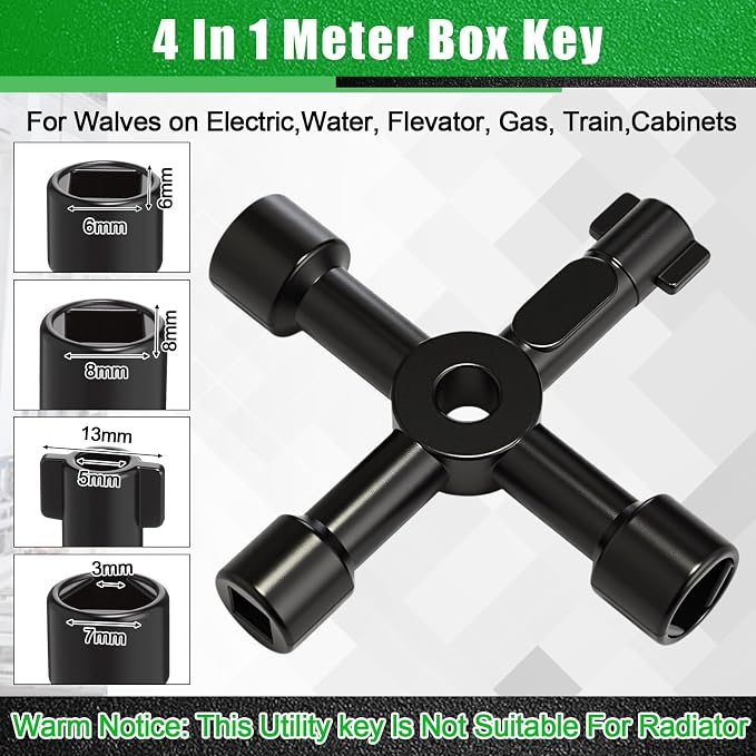 5 Pcs Angle Stop Wrench Kit Plumbing Tool, Compression Sleeve Puller for 1/2" Compression Fitting Ferrule Puller Removal Tool for 1/2" Copper Tubing 4-way Multi-functional Utility Key (Green)