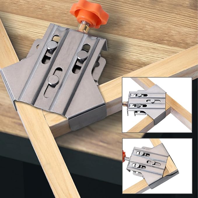 4-Piece Multipurpose 90 Degree Corner Clamp, Professional Stainless Steel Right Angle Clamp, Heavy Duty Woodworking Photo Framing Holder, Open Type for Drawers