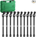 SK 3/8'' Drive Pinless Universal Impact Extension Socket Set, CR-Mo Steel | 360° Swivel, Metric 6-Point 10-19mm Wobble Socket, 10-Piece, Exceeds ANSI/ASME by 1.3X Torque, 10'' Long Reach Torque Saver