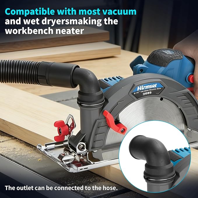 6-1/2" Cordless Circular Saw,21V Brushless Hand Circle Saw with 2 x 6.0Ah Battery & 3 Blade,5500 RPM Sierra Circular electrica 0-45° Cutting Bevel,Max Cutting Depth 2-1/4"(90°),1-7/16" (45°)