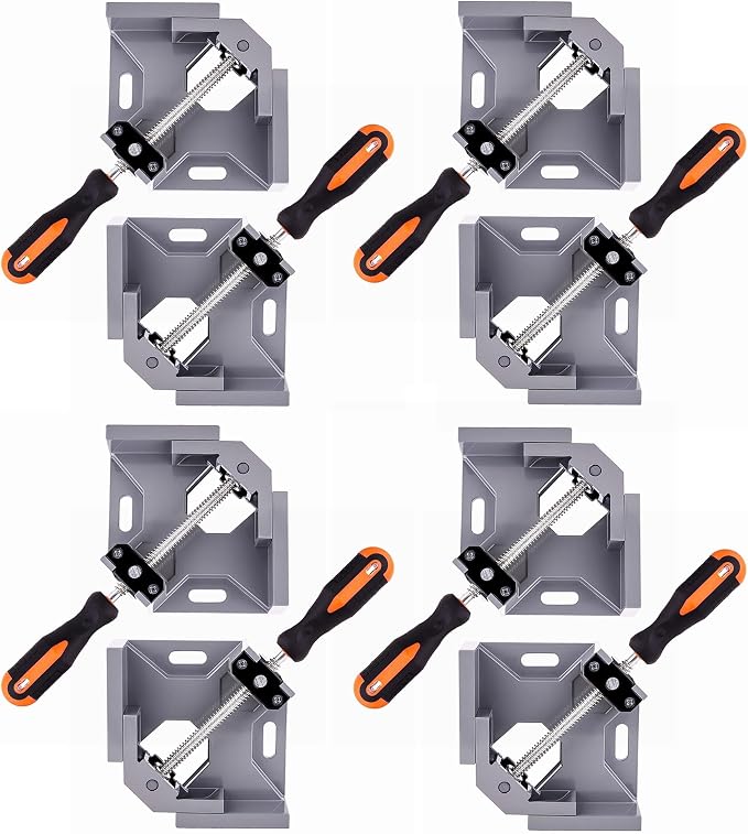 8pcs Corner Clamp - Right Angle 90 Degree Wood Clamps For Woodworking, With Adjustable Swing Jaw Aluminum Alloy Frame, For Welding, DIY Woodworking