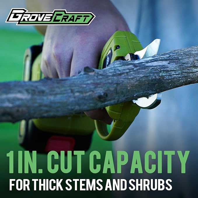 2-in-1 Pole Pruning Shears,1" Cutting Diameter Cordless Electric Pole Pruners - Brushless Motor, 2 * 4.0Ah Batteries, Branches Cutter for Tree & Flower(Fast Charger Included), Green