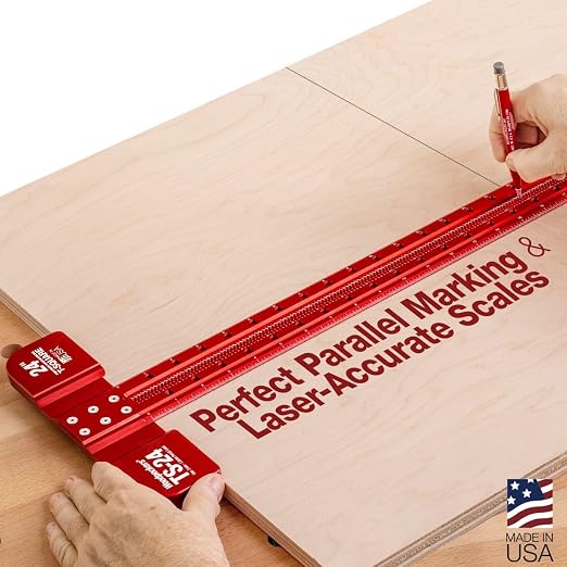 Woodpeckers T Square, 12 Inch, Precision Woodworking T-Square Ruler, Built-in Edge Support, Scribing & Shelf Pin Guides, Rack-It Mount, Made in USA