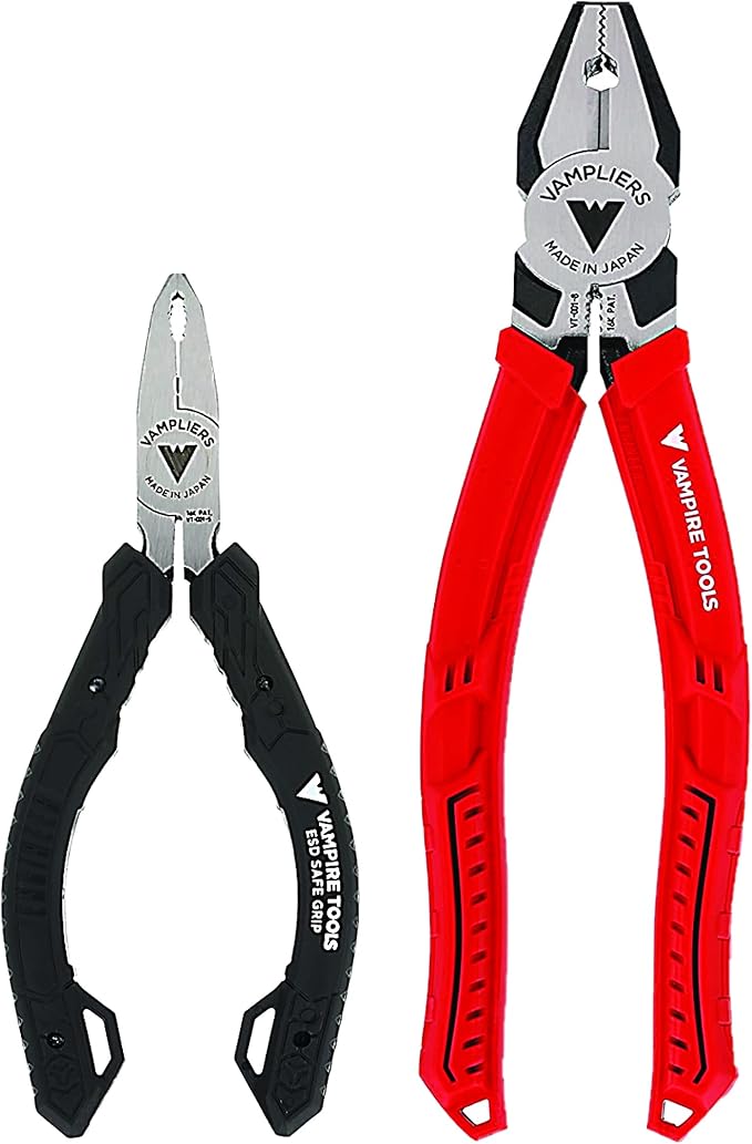 VAMPLIERS VT-001-8 8" PRO Linesman Screw Extractor Pliers + VAMPLIERS VT-001-5 5” Mini ESD Safe Screw Extraction Pliers for Electronic Repair and to Remove Rusted/Damage/Specialty Screws nuts
