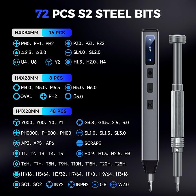 UF-TOOLS Mini Electric Screwdriver, 83 in 1 Cordless Rechargeable Small Power Screwdriver Set with 71 Bits, Led Light and Magnetic Mat, Professional Repair Tool for Phone Watch Camera Laptop PC, Blue