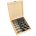 Auger Drill Bit Set for Wood – 8pcs Hex Shank Wood Drill Bits with Patented 3-Cutter Head, 6" Long, 3/8" to 1-1/4", Precision Woodworking Bits with Wooden Storage Box