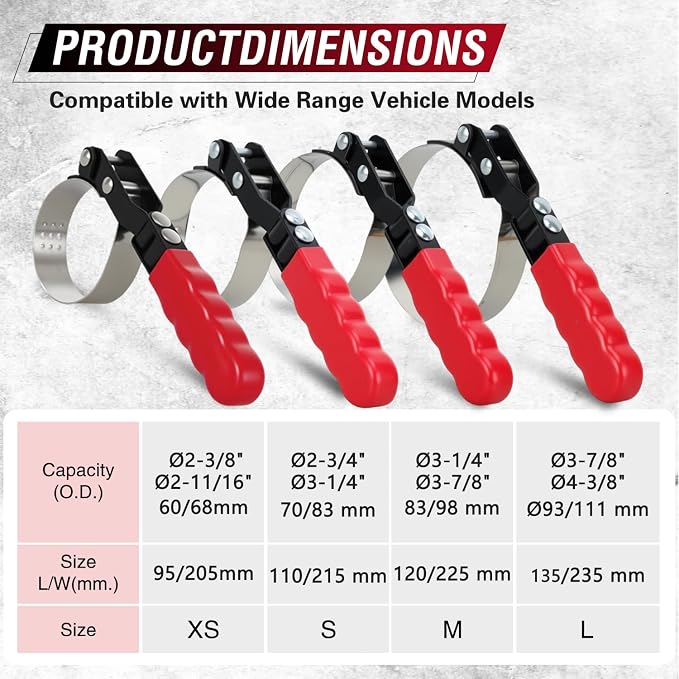 GOOACC 9-Piece Oil Filter Wrench Set | Fits 2.5 to 5.25 Inch Filters, Includes 9 and 12 Inch Pliers, 3-Jaw Tool and Lapping Tools, For Auto and Truck Maintenance