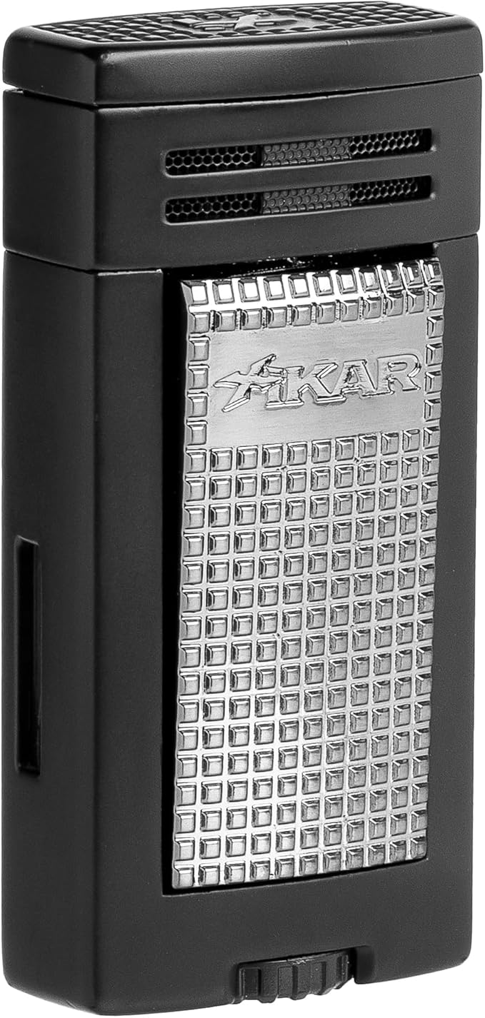 XIKAR® Ion Double-Jet Flame Cigar Lighter. with Textured Trigger Button and a Safety Mechanism. (Black)