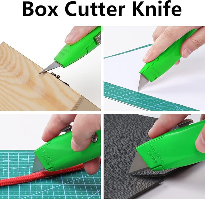 DIYSELF 2Pack Utility Knife Box Cutter Retractable Blade Heavy Duty PVC Pipe Cutter (Green)