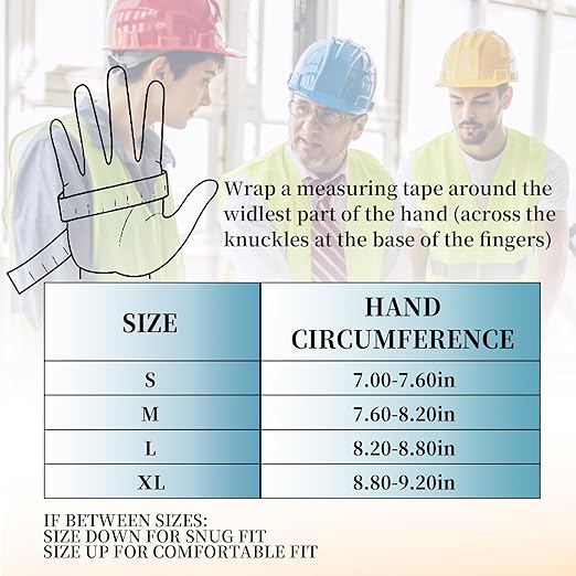 Safety Work Gloves 2 Pairs, Men's Utility Mechanic Working Gloves for Gardening Construction, Touchscreen Compatible, Flexible Breathable Fit, Knuckles & Palm (M)