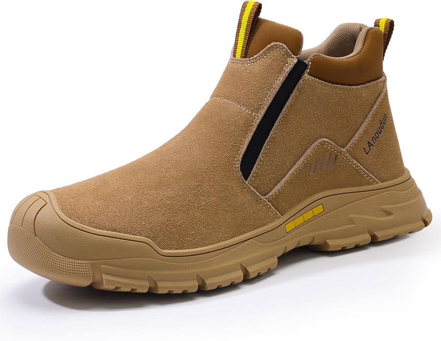 GLANOUDUN Welding Work Boots for Men Slip on Steel Toe Shoes for Men Indestructible Steel Toe Boots Welder Men's Working Shoes Fireproof Safety Footwear for Construction Men's Work & Safety Footwear