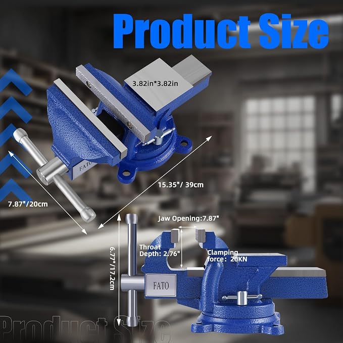 FATO 8” 360° Iron Heavy Duty Bench Vise, 4000LB