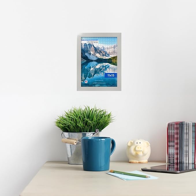 ArtToFrames Puzzle Frame for Buffalo Games 100 Piece Jigsaw Puzzles, 11x15 Inch (28x38 cm), Antique White Engineered Wood with Regular Glass, Ready to Hang Puzzle Display