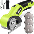 2026 Upgrade Cordless Electric Scissors with 3 Tungsten Steel Blades, 2500mAh Battery, LED Light, High-Torque Motor, Cardboard Cutter for Fabric, Cardboard, Leather, Carpet, Wire Rope Cutters (Green)