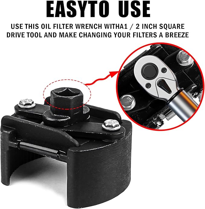 Oil Filter Wrench Removal Tool Adjustable Use for 2.36 inch to 3.15 inch, Durable Cap Spanner Tool Set with 2 Durable Non Slip Serrated Jaws Special Design