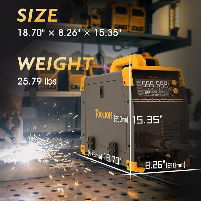 TOOLIOM MIG/TIG/CUT/Stick/Flux MIG/Spool Gun Welder 6 in 1 Multiprocess Welding Machine 110/220V Dual Voltage Aluminum Welding Machine Spool Gun Compatible