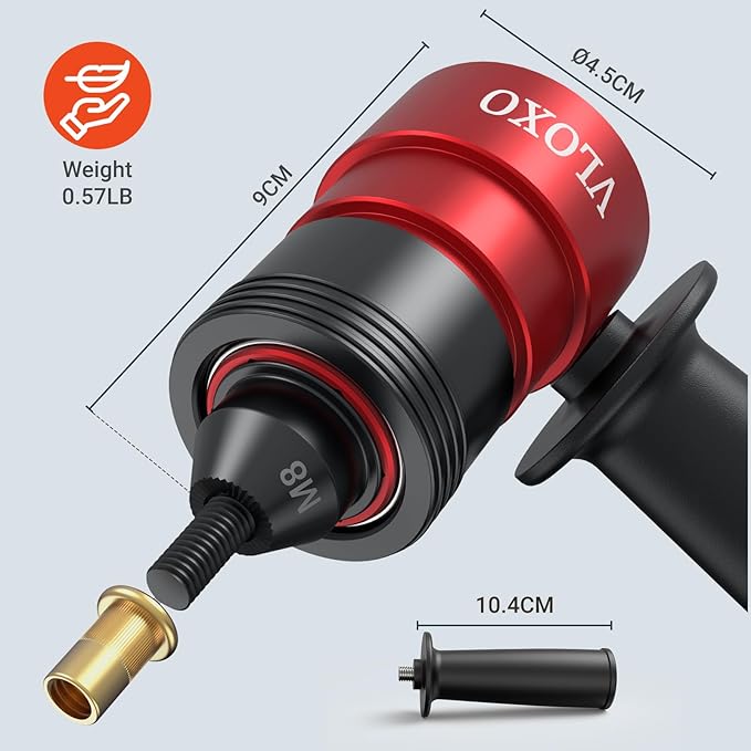 VLOXO Rivet Nut Drill Adapter for Electric Drill, Upgraded Rivet Gun Kit with 13 Different Iron Heads and 245Pcs Rivnuts Professional Rivet Nut Tool Kits Include Case