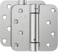 2 Pack Self Closing Door Hinges, 4 Inch Spring Loaded Door Hinges with 5/8'' Radius Corners, Adjustable Tension for Garage, Front, Back Door, UL Listed, Left and Right Hand, Brushed Nickel