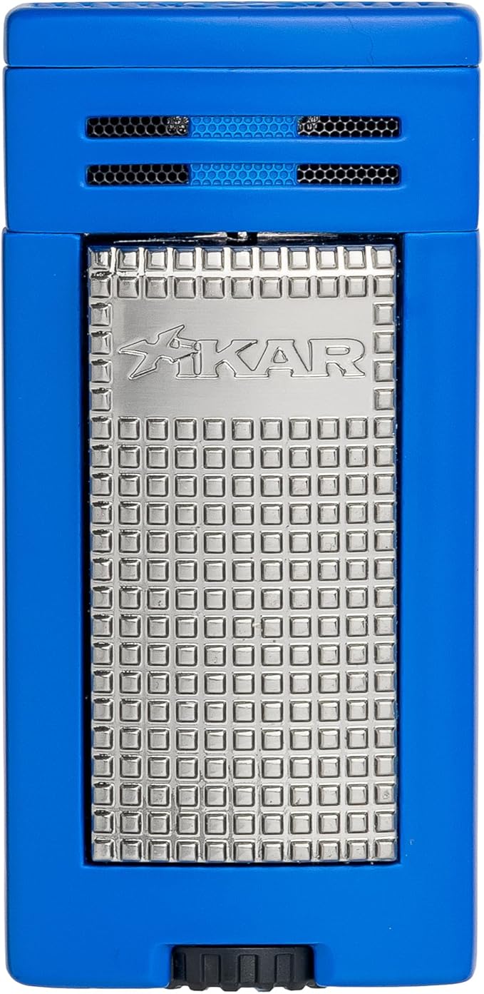 XIKAR® Ion Double-Jet Flame Cigar Lighter. with Textured Trigger Button and a Safety Mechanism. (Blue)
