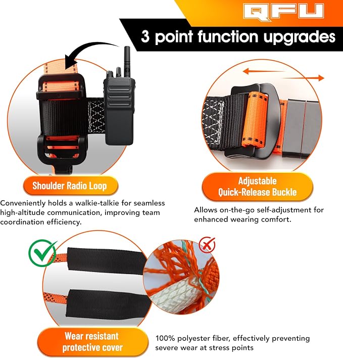 Safety harness fall protection kit, equipped with shock-absorbing ropes, full-body safety harness for roof work