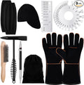 Kingdder 9 Pcs Welding Tools and Accessories Kit Chipping Hammer Hat Insulated Sleeves Gloves Wire Brush Thickness Gauges Marker Pen & Storage Bag Welding Slag Removal Kit for Starter and Beginner