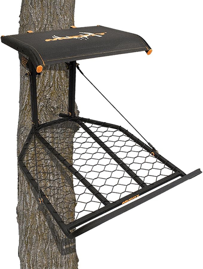 Muddy The Boss XL Wide Stance Hang-On Tree Stand Platform & Hawk Helium Set