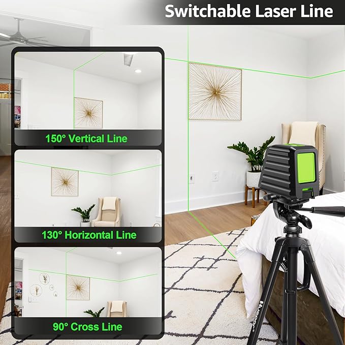 Laser Level Self Leveling, Huepar Box-1G 150Ft Green Cross Line Laser for Picture Hanging, Tile, Decoration & DIY Construction – 360° Magnetic Base & AA Battery, Outdoor Use Pulse Mode with Receiver
