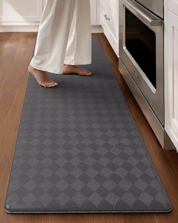 Color&Geometry Anti Fatigue Cushioned Kitchen Floor Mats,17"X71",Long Runner Rug Non Slip Waterproof,Memory Foam Padded Standing Mat for Front Sink,Grey