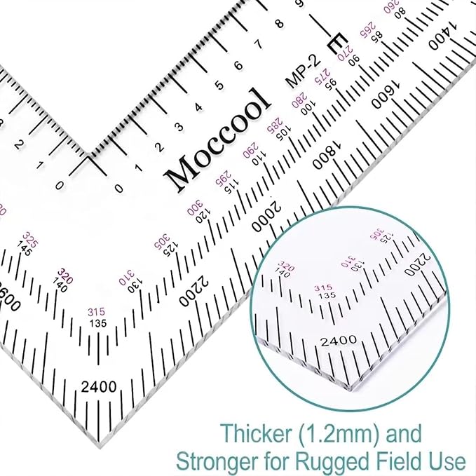 5-Inch Military Map Protractor, UTM/MGRS Coordinate Scale for Land Navigation, Grid Coordinate Reader and Map Reading Tool, 5 x 5 Inches