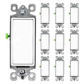 Faith [10-Pack] Single-Pole Decorator Paddle Wall Light Switch, 15A 120/277V, On/Off Rocker, White, 10-Piece