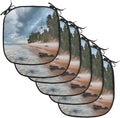 Lunarable Lighthouse Chair Cushion Pads Set of 6, Au Sable Lighthouse in Pictured Rock National Lakeshore Michigan USA, Anti-Slip Seat Padding for Kitchen & Patio, 16"x16", Blue Green Cinnamon
