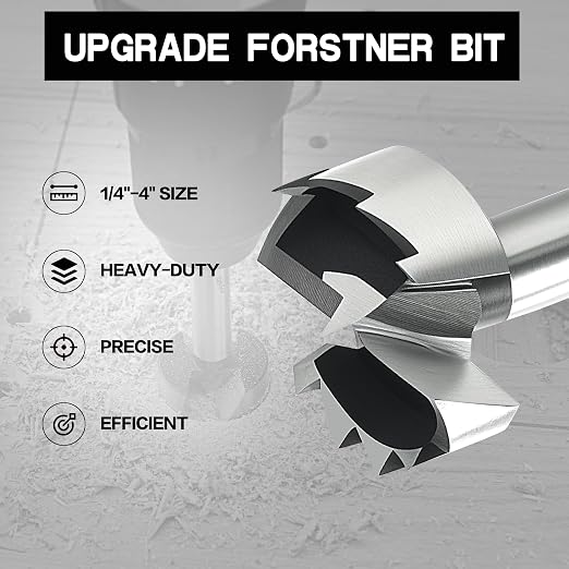 BeHappy Hex Shank Forstner Bit Set, 16pcs Multi Sided Shank Wood Drill bit Set for Woodworking, Auger Opener Round Shank Drilling Cutting Tool for Hardwood, Softwood, Plastic, Plywood