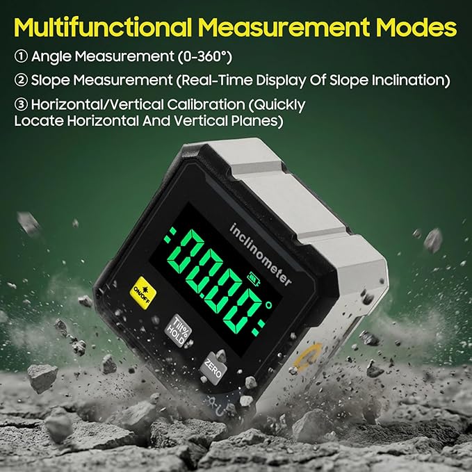 Digital Angle Finder Protractor Tool, 4×90° High Accuracy Measuring Tool with Large Display, 4-Side Magnetic Angle Gauge, Cube Inclinometer, Table Saw Miter Protractor for Woodworking Measuring Tool