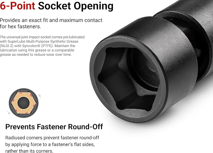 TEKTON 3/8 Inch Drive Universal Joint Impact Socket, 19-Piece | SID97103 | (6 - 24 mm), Shallow, 6-Point