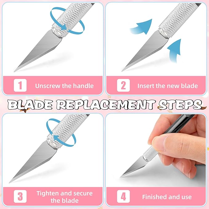 DIYSELF Exacto Knife, 4 PCS Craft Knife with 40 Exacto Blades #11, Professional Hobby Knives, Precision Knives for Crafting, Scrapbook, Modeling, Carving, Art