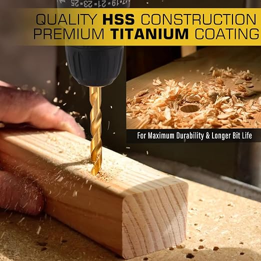 230 Pcs Titanium Twist Drill Bit Set for Metal and Wood,Coated HSS Conventional 118 Deg Tip Titanium Drill Bit Kit Set, Drill Bits Kit with Storage Case, 3/64"-1/2"