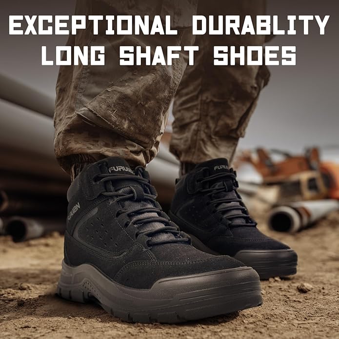 Furuian Steel Toe Boots for Men Women Comfortable Lightweight Work Boots for Men Slip Resistant High Top Steel Toe Safety Shoes Puncture Proof Indestructible Construction Shoes