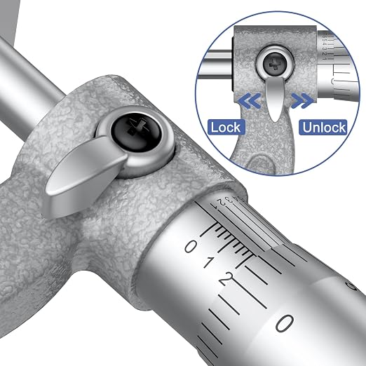 HDLNKAK High-Quality Outside Micrometer Set, 4 Pcs Machinist Tool Set(0-1'' 1-2'' 2-3'' 3-4''), 0.0001" Graduation Micrometer Set, Alloy Precision Micrometer, Micrometer Standard Set with Case - Grey