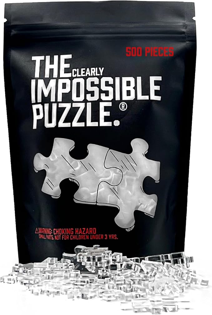 CM Originals The Clearly Impossible Puzzle 500 Pieces Hard Puzzle for Adults (Acrylic, Jigsaw, 18.75x11 inches, 1 Pound, Made in USA)