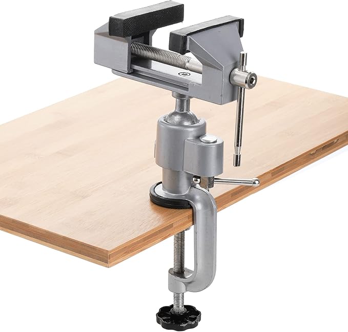 Fasmov Swivel 3" Universal Table Vise Tilts Rotate 360° Universal Work, Portable Work Bench Vise for Drilling, Woodworking, Painting, Jewelry Making, Mental Working, Electronics Soldering