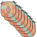 Lunarable Owls Chair Cushion Pads Set of 8, Owl on Spotted Striped Patchwork Background Vintage Crafting Design Art, Anti-Slip Seat Padding for Kitchen & Patio, 16"x16", Orange Mint Green Mauve