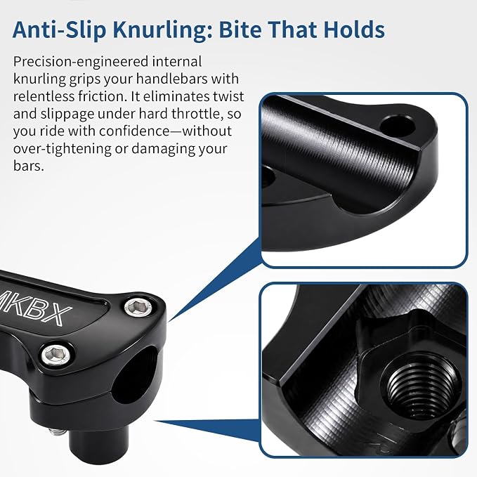 Black 1 inch Handlebar Riser Top Clamp Kit, 7075 Aluminum Bar Riser for 1” Handlebars, Fits Harley Touring Sportster Softail Dyna Models