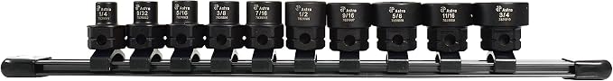 Astro Tools 78310 10-Piece 3/8" Drive Low Profile Nano Impact Sockets - SAE