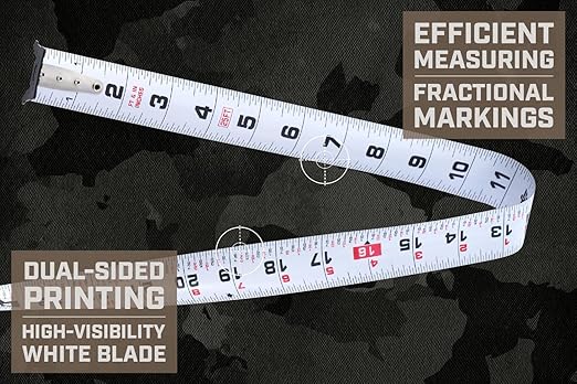 Spec Ops Tools 25-Foot Elite Series Tape Measure, 1 1/4" Double-Sided Blade, Includes Fractional Markings, 12 Feet of Stand Out, Military-Grade Composite Case, 3% Donated to Veterans