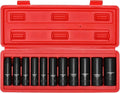 CASOMAN 11 Pieces 1/2-Inch Drive Deep Impact Socket Set, SAE, 6-Point, 3/8-Inch to 1-Inch
