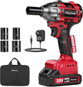 AVID POWER Cordless Impact Wrench/Gun Kit 1/2 inch Brushless Impact Drill | 332ft-lbs (450N.M), Battery, 2 Variable Speeds, 4 PCS Sockets, Charger, Tool bag for Tire Changes, Lug Nut & Bolts Removal