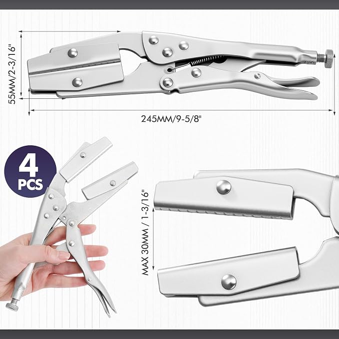 Yaocom 4 Pack 10" Radiator Hose Clamp Pliers Set Heavy Duty Pinch off Locking Pliers Universal for Automobile Radiator Pipe, Vacuum Lines, Fuel Hose